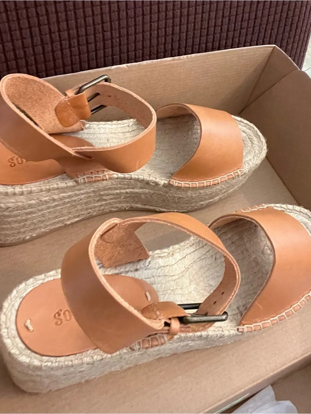 Soludos Nude Women’s Minorca High Platform Leather Sandal Box Label